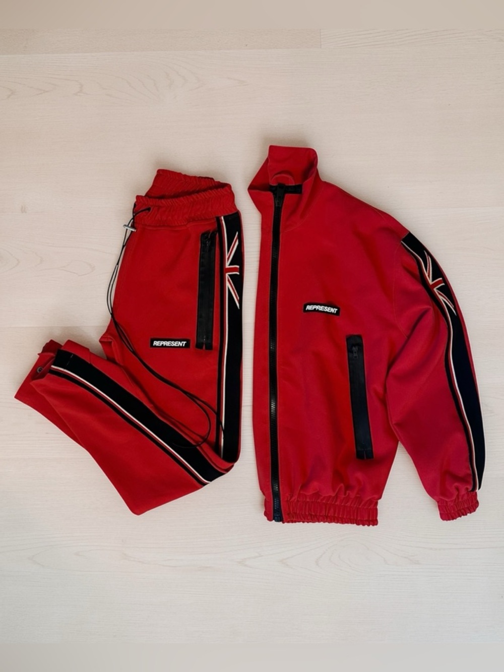 Represent - Red With Black Stripe Men's Track Suit 2 Pieces Size S